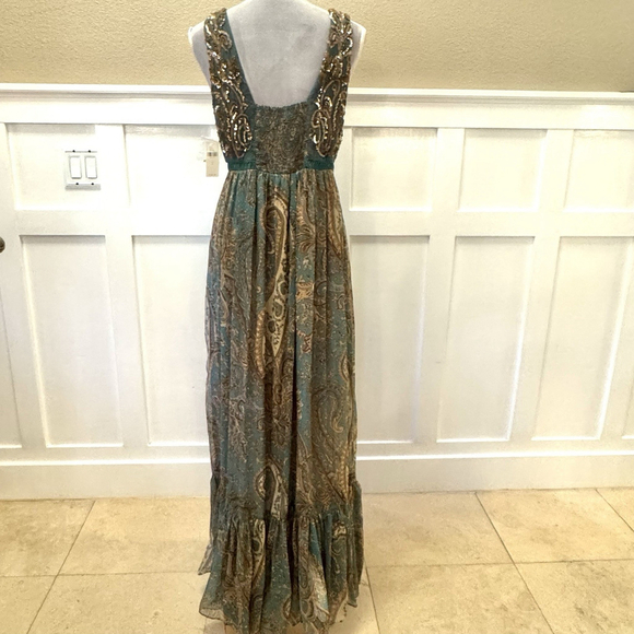 NWT Anthropologie Ranna Gill Beaded Maxi Dress Size:6 Sequin Paisley Fairy Boho - Picture 3 of 16
